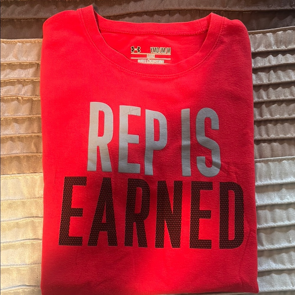 Under Armour Bold Red Tee with Motivational Print